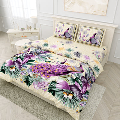 Wanderlust Premium | Super King Size 108 x 108 in | 100% Pure Cotton | Double Bedsheet with 2 Pillow Covers DG05