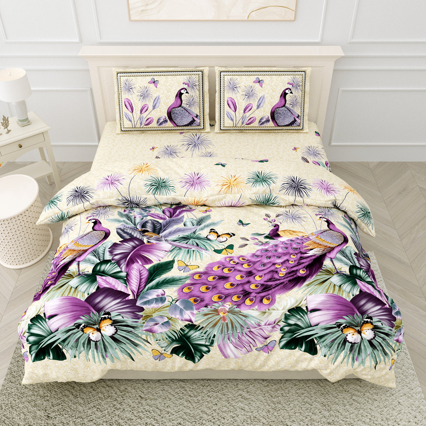 Wanderlust Premium | Super King Size 108 x 108 in | 100% Pure Cotton | Double Bedsheet with 2 Pillow Covers DG05