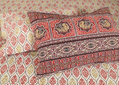 Braise Premium | Super King Size 108 x 108 in | 100% Pure Cotton | Double Bedsheet with 2 Pillow Covers (Bright Elephant Design)