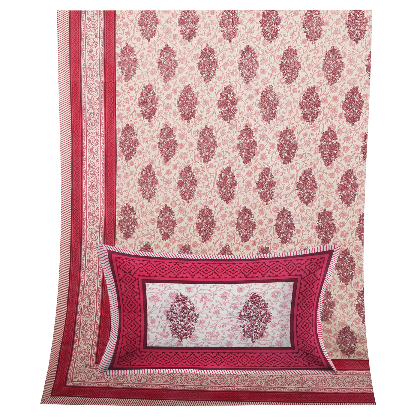 Wanderlust Premium | Super King Size 108 x 108 in | 100% Pure Cotton | Bedsheet for Double Bed with 2 Pillow Covers - EMP05