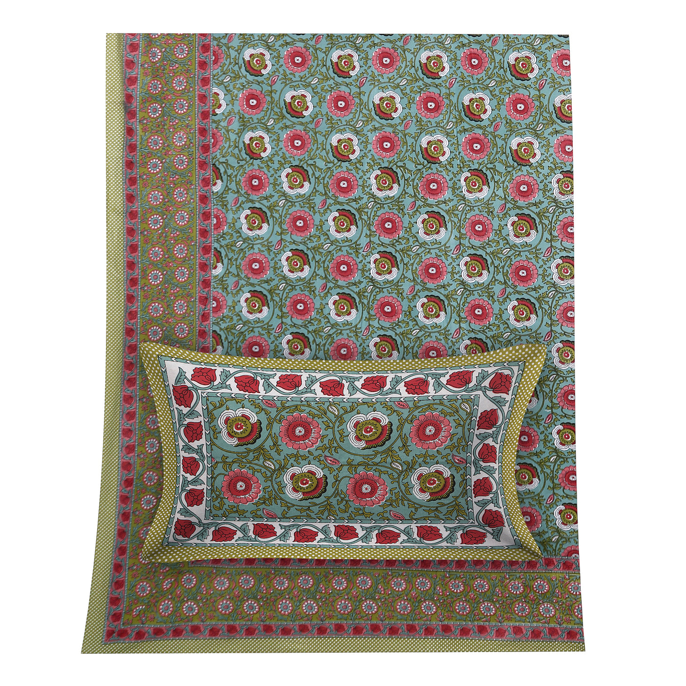 Wanderlust Premium | Super King Size 108 x 108 in | 100% Pure Cotton | Bedsheet for Double Bed with 2 Pillow Covers - EMP03
