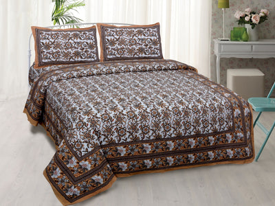 Wanderlust Premium | Full Size 90 x 108 in | 100% Pure Cotton | Double Bedsheet with 2 Pillow Covers (ETHJAI01)