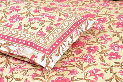 Wanderlust Premium | Full Size 90 x 108 in | 100% Pure Cotton | Double Bedsheet with 2 Pillow Covers (ETHJAI03)