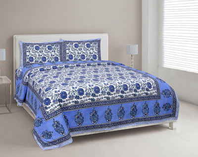 Wanderlust Premium | Full Size 90 x 108 in | 100% Pure Cotton | Double Bedsheet with 2 Pillow Covers (ETHJAI02)