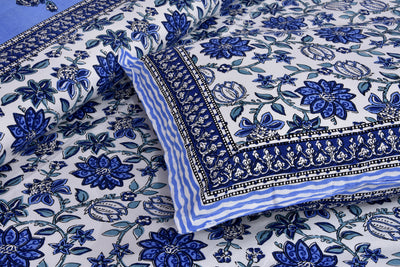 Wanderlust Premium | Full Size 90 x 108 in | 100% Pure Cotton | Double Bedsheet with 2 Pillow Covers (ETHJAI02)