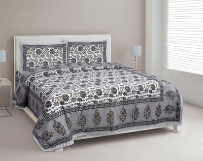 Wanderlust Premium | Full Size 90 x 108 in | 100% Pure Cotton | Double Bedsheet with 2 Pillow Covers (ETHJAI02)