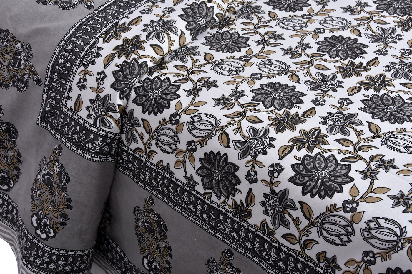 Wanderlust Premium | Full Size 90 x 108 in | 100% Pure Cotton | Double Bedsheet with 2 Pillow Covers (ETHJAI02)