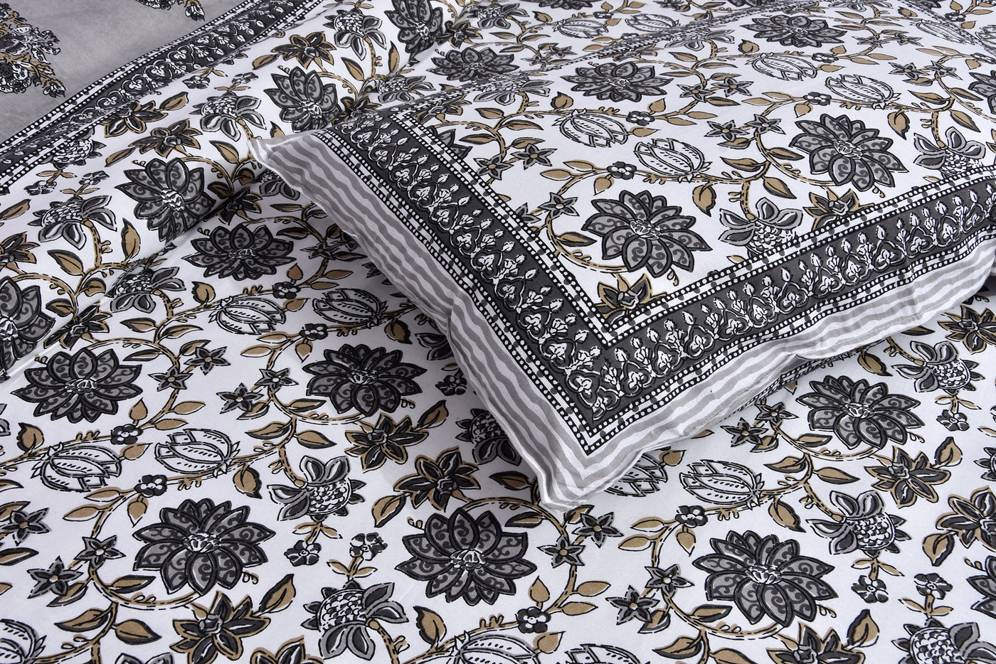 Wanderlust Premium | Full Size 90 x 108 in | 100% Pure Cotton | Double Bedsheet with 2 Pillow Covers (ETHJAI02)
