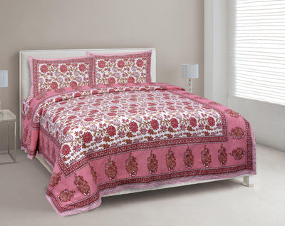 Wanderlust Premium | Full Size 90 x 108 in | 100% Pure Cotton | Double Bedsheet with 2 Pillow Covers (ETHJAI02)