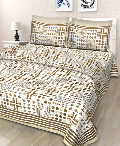 Braise Premium | Full Size 90 x 108 in | 100% Pure Cotton | Double Bedsheet with 2 Pillow Covers (Geometry Design)