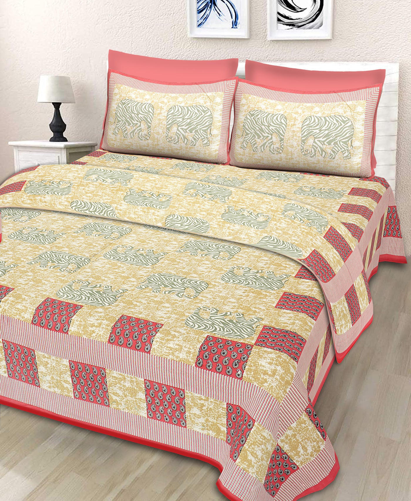 Wanderlust Premium | Full Size 90 x 108 in | 100% Pure Cotton | Double Bedsheet with 2 Pillow Covers (GX04)