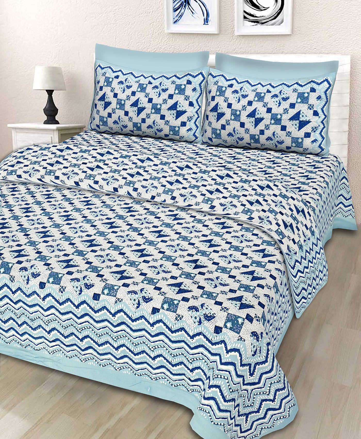 Braise Premium | Full Size 90 x 108 in | 100% Pure Cotton | Double Bedsheet with 2 Pillow Covers (GX05)
