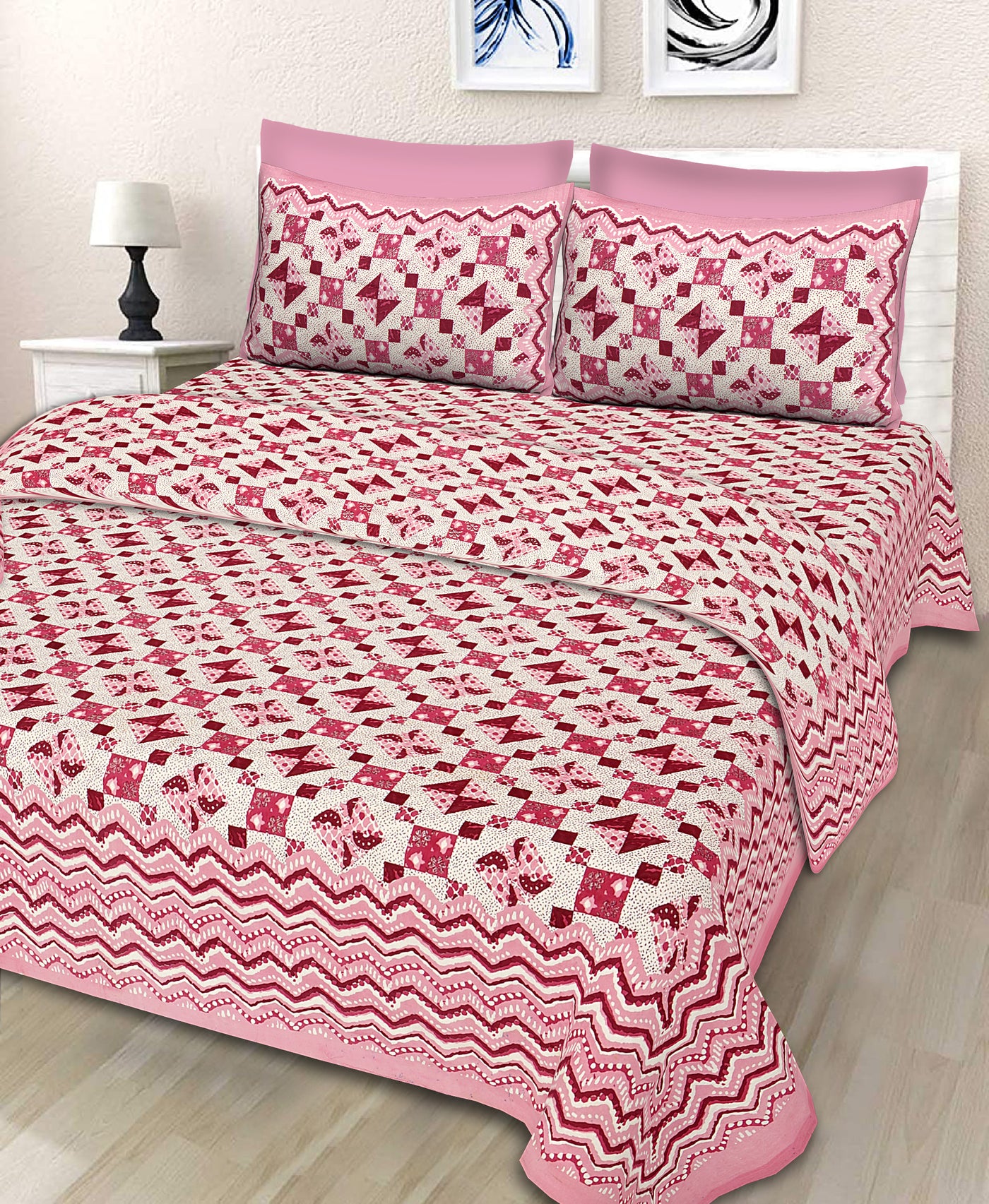 Braise Premium | Full Size 90 x 108 in | 100% Pure Cotton | Double Bedsheet with 2 Pillow Covers (GX05)