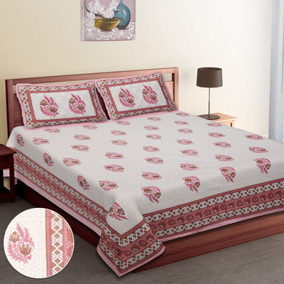 Wanderlust Premium | Super King Size 108 x 108 in | 100% Pure Cotton | Double Bedsheet with 2 Pillow Covers HS02