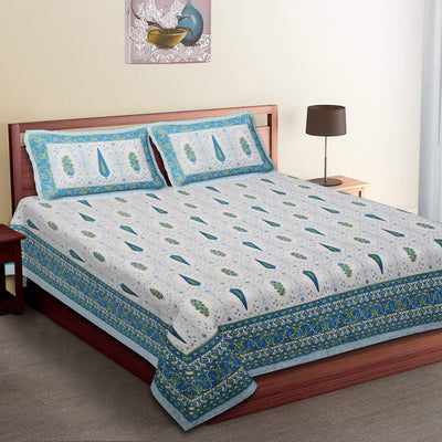 Wanderlust Premium | Super King Size 108 x 108 in | 100% Pure Cotton | Double Bedsheet with 2 Pillow Covers HS04