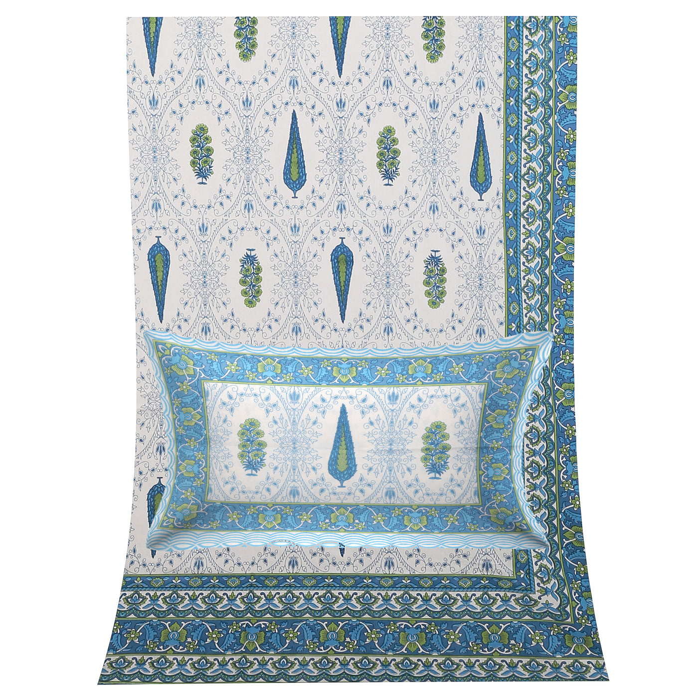 Wanderlust Premium | Super King Size 108 x 108 in | 100% Pure Cotton | Double Bedsheet with 2 Pillow Covers HS04