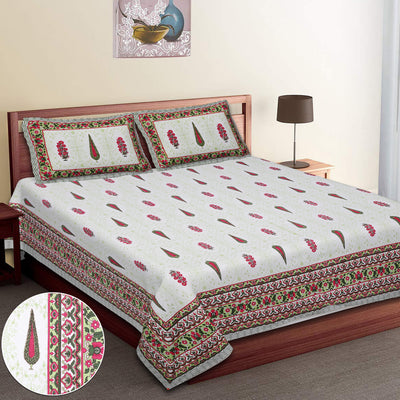 Wanderlust Premium | Super King Size 108 x 108 in | 100% Pure Cotton | Double Bedsheet with 2 Pillow Covers HS04