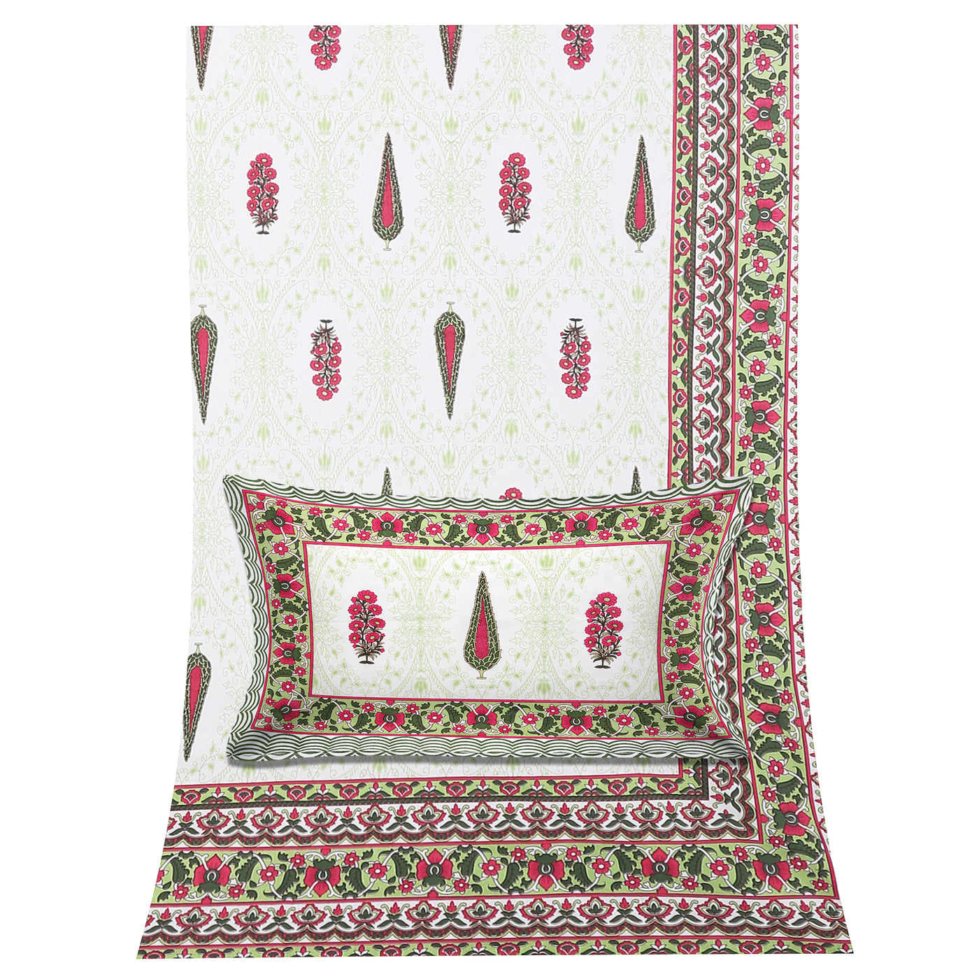 Wanderlust Premium | Super King Size 108 x 108 in | 100% Pure Cotton | Double Bedsheet with 2 Pillow Covers HS04