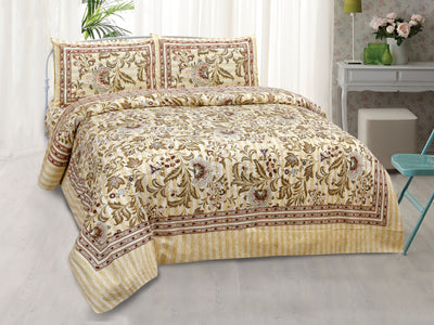 Wanderlust Premium | King Size 100 x 108 in | 100% Pure Cotton | Double Bedsheet with 2 Pillow Covers (HC02)