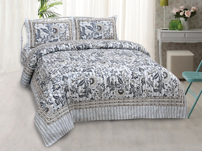 Wanderlust Premium | King Size 100 x 108 in | 100% Pure Cotton | Double Bedsheet with 2 Pillow Covers (HC02)
