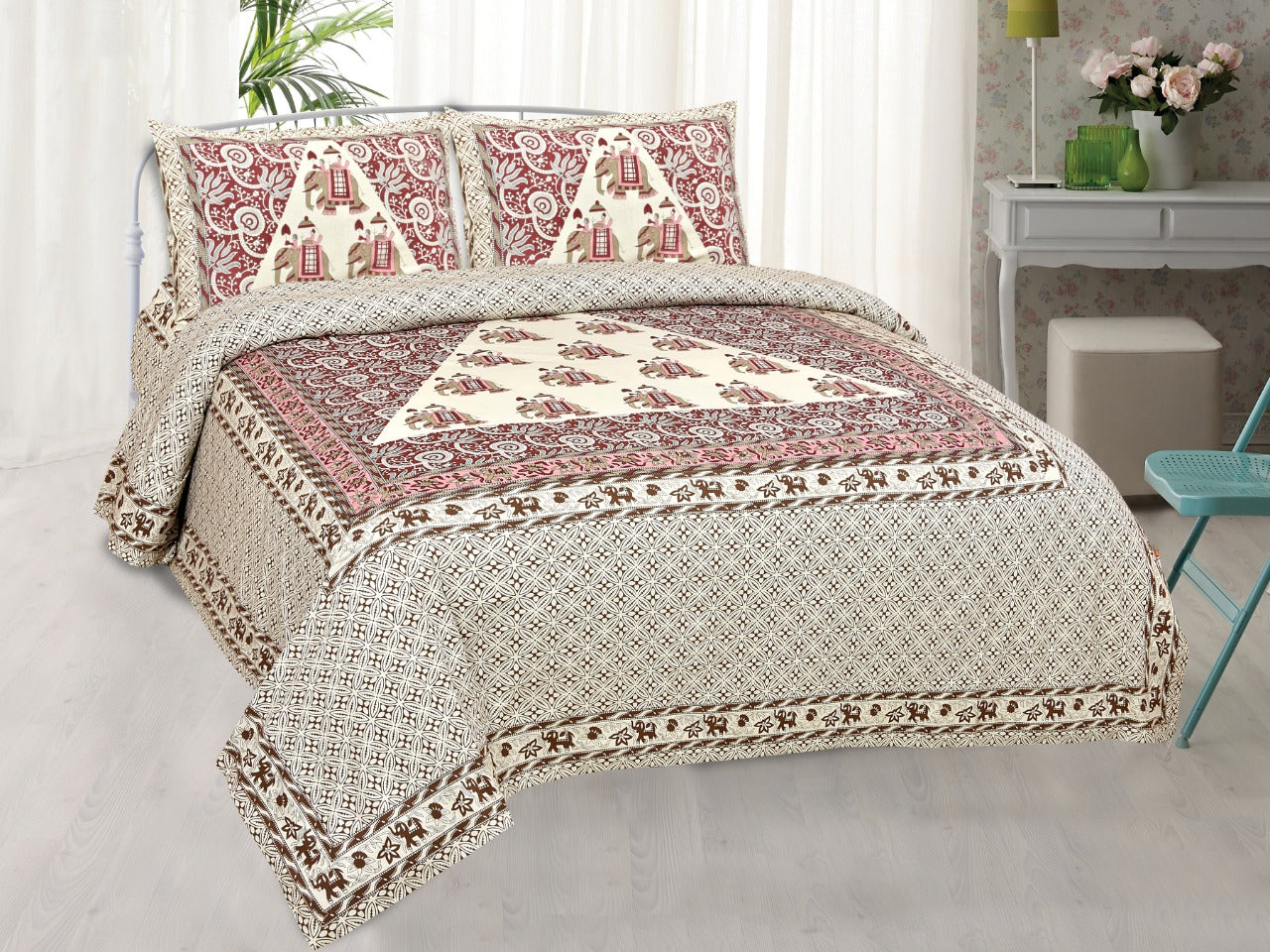 Braise Premium | Full Size 95 x 108 in | 100% Pure Cotton | Double Bedsheet with 2 Pillow Covers (KSH02)