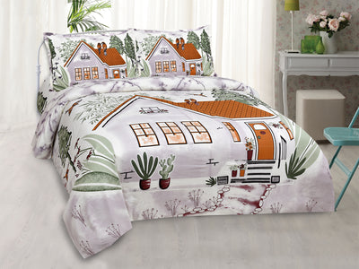 Wanderlust Premium | King Size 100 x 108 in | 100% Pure Cotton | Double Bedsheet with 2 Pillow Covers (LB03)