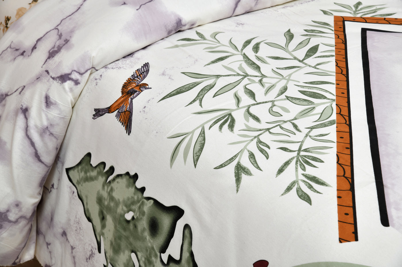 Wanderlust Premium | King Size 100 x 108 in | 100% Pure Cotton | Double Bedsheet with 2 Pillow Covers (LB03)