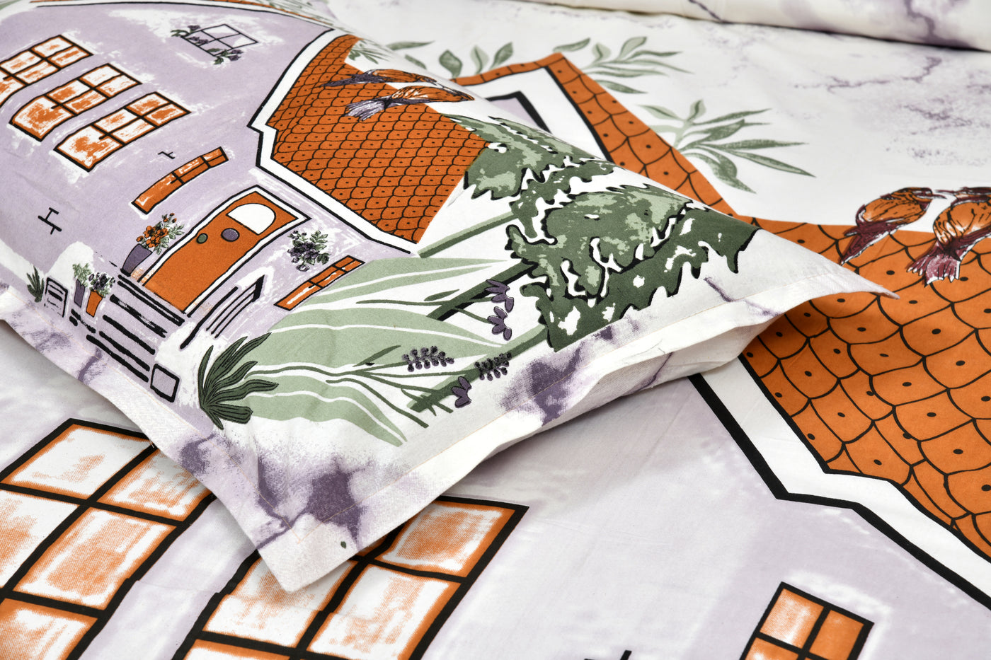 Wanderlust Premium | King Size 100 x 108 in | 100% Pure Cotton | Double Bedsheet with 2 Pillow Covers (LB03)