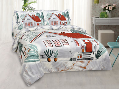 Wanderlust Premium | King Size 100 x 108 in | 100% Pure Cotton | Double Bedsheet with 2 Pillow Covers (LB03)