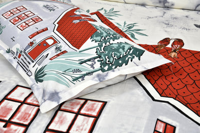 Wanderlust Premium | King Size 100 x 108 in | 100% Pure Cotton | Double Bedsheet with 2 Pillow Covers (LB03)