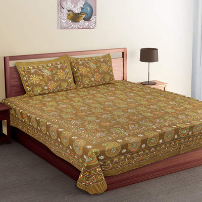 Pure Cotton Brown Color King Size Bedsheet For Double Bed By Braise