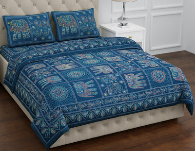 Pure Cotton Blue Color King Size Bedsheet For Double Bed By Braise