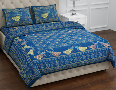 Rajasthani Bedsheet for Double bed in blue color