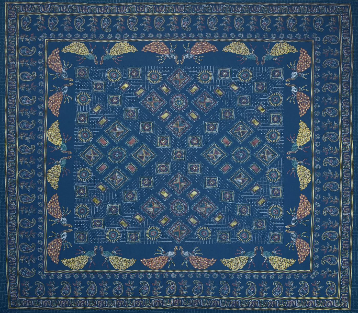 jaipuri design blue bedsheet 