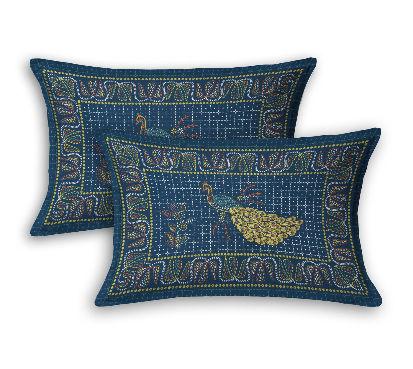 blue pillow cover with blue bedsheet