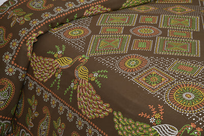 Brown Bedsheet with 2 peacock design