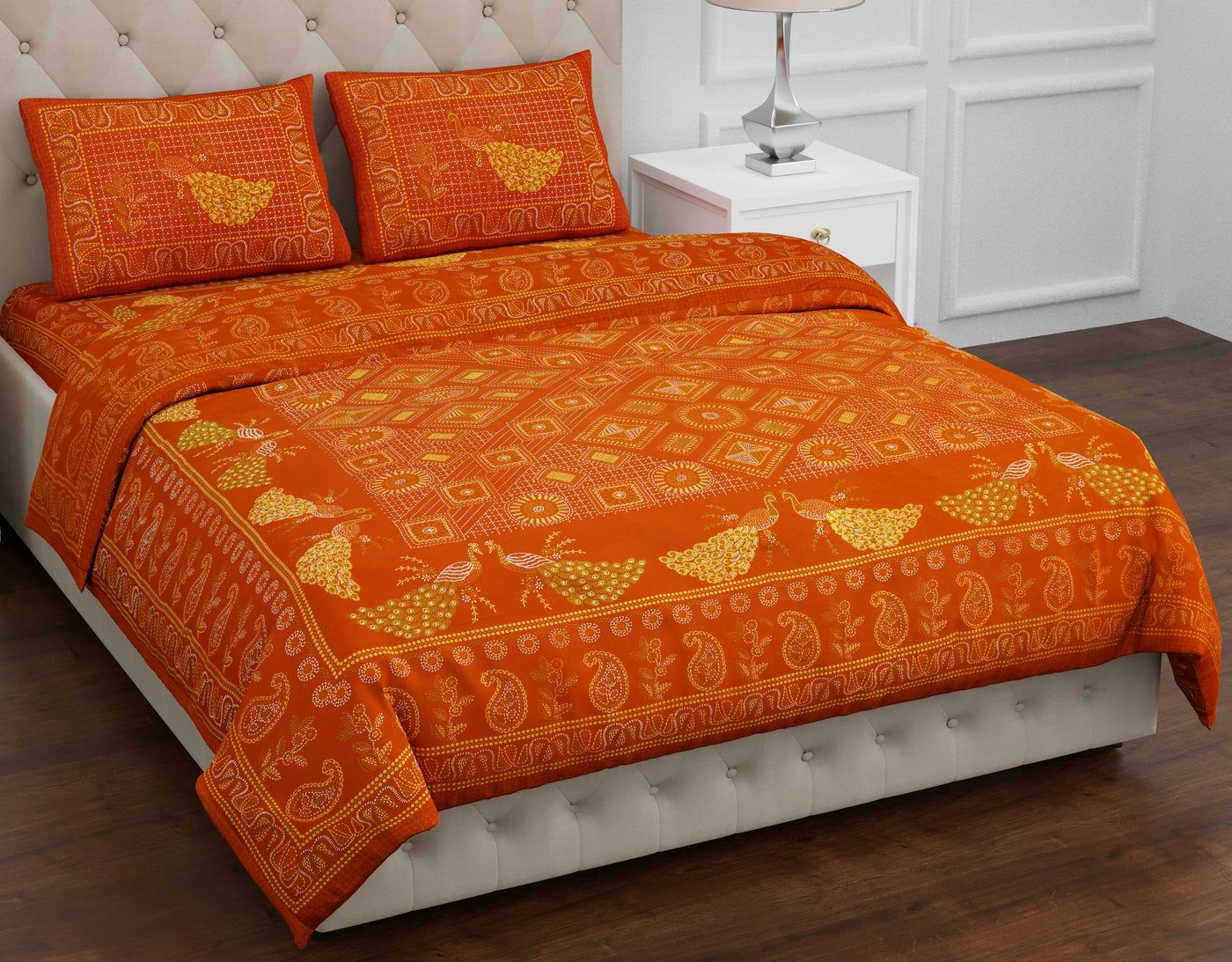 King Size Orange bedsheet for Double Bed by braise 
