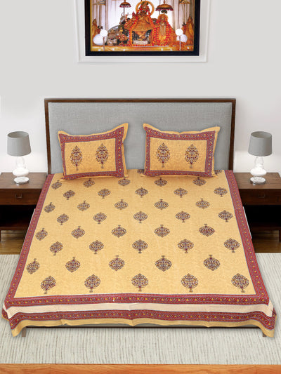 Braise Premium | Full Size 90 x 108 in | 100% Pure Cotton | Double Bedsheet with 2 Pillow Covers (NS02)