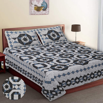 Wanderlust Premium | King Size 100 x 108 in | 100% Pure Cotton | Double Bedsheet with 2 Pillow Covers (PI02)