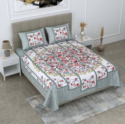 Wanderlust Premium | King Size 100 x 108 in | 100% Pure Cotton | Double Bedsheet with 2 Pillow Covers (RM01)