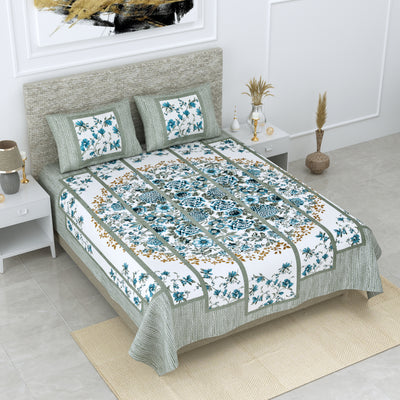 Wanderlust Premium | King Size 100 x 108 in | 100% Pure Cotton | Double Bedsheet with 2 Pillow Covers (RM01)