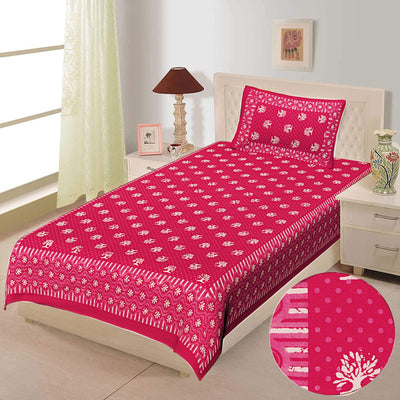 Wanderlust Premium |100% Pure Cotton | Single Bedsheet with 1 Pillow Cover (SNDK01)
