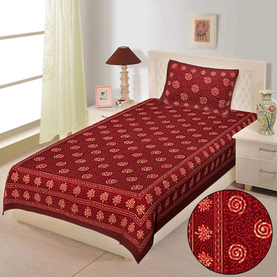 Braise Premium |100% Pure Cotton | Single Bedsheet with 1 Pillow Cover (SNDA01)
