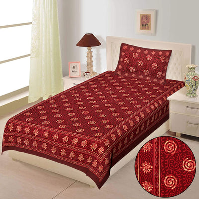 Wanderlust Premium |100% Pure Cotton | Single Bedsheet with 1 Pillow Cover (SNDA01)