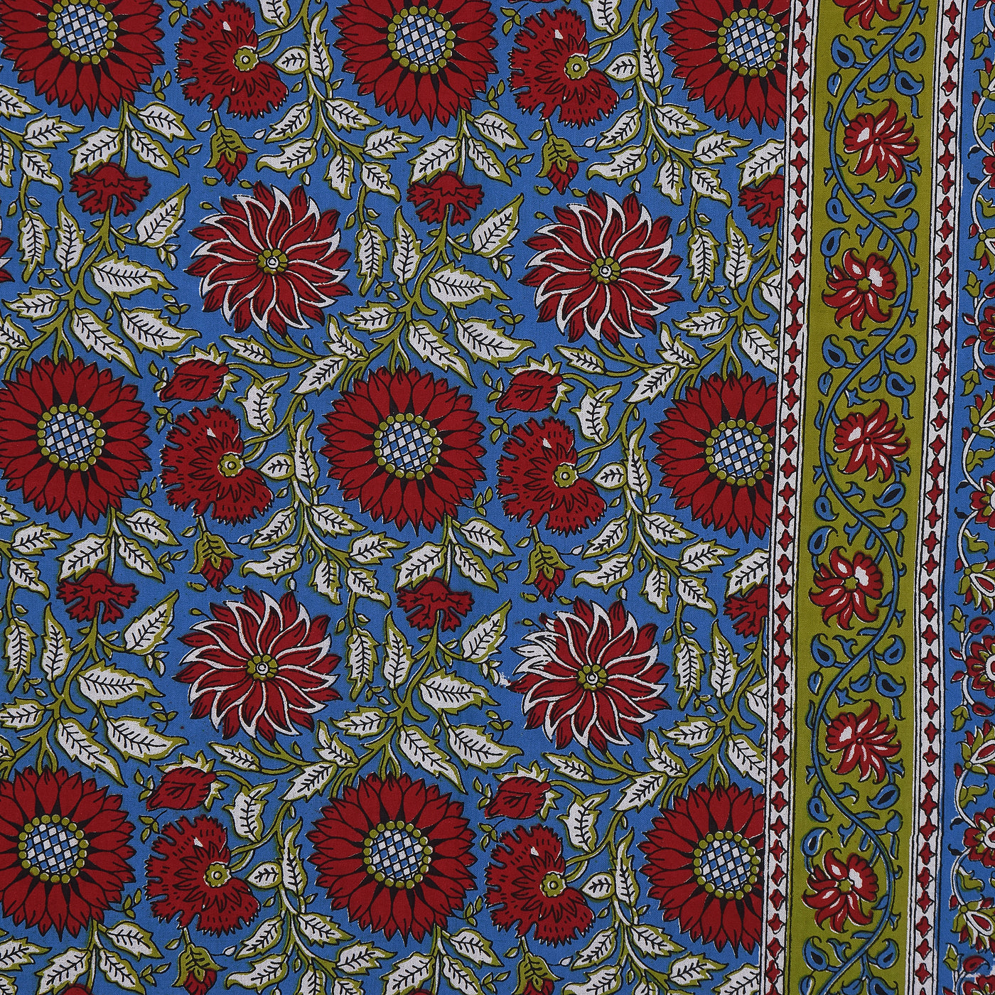 Wanderlust Premium |100% Pure Cotton | Single Bedsheet with 1 Pillow Cover (Rajasthani Floral Design)