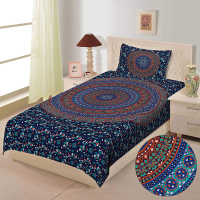Braise Premium |100% Pure Cotton | Single Bedsheet with 1 Pillow Cover (SNBR02)