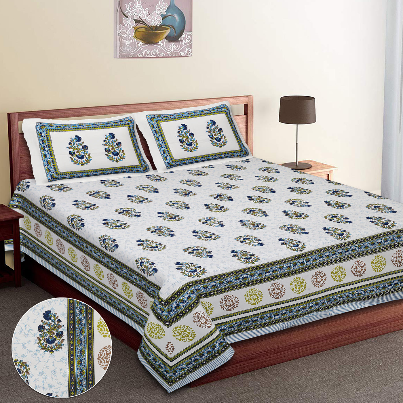Braise Premium | Super King Size 108 x 108 in | 100% Pure Cotton | Double Bedsheet with 2 Pillow Covers SG02