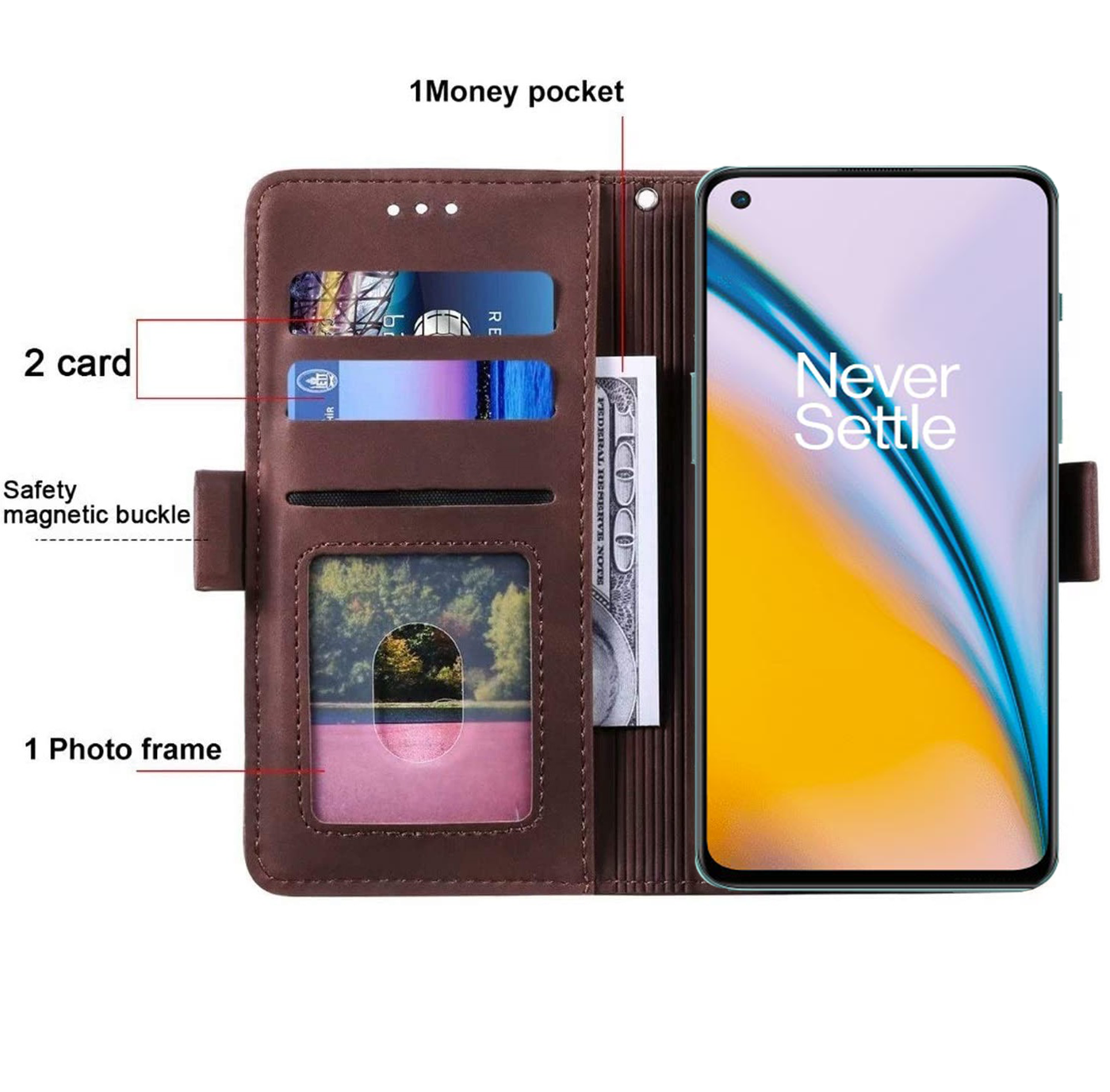 Oneplus Nord 2 Leather Wallet flip case cover with card slots by Excelsior