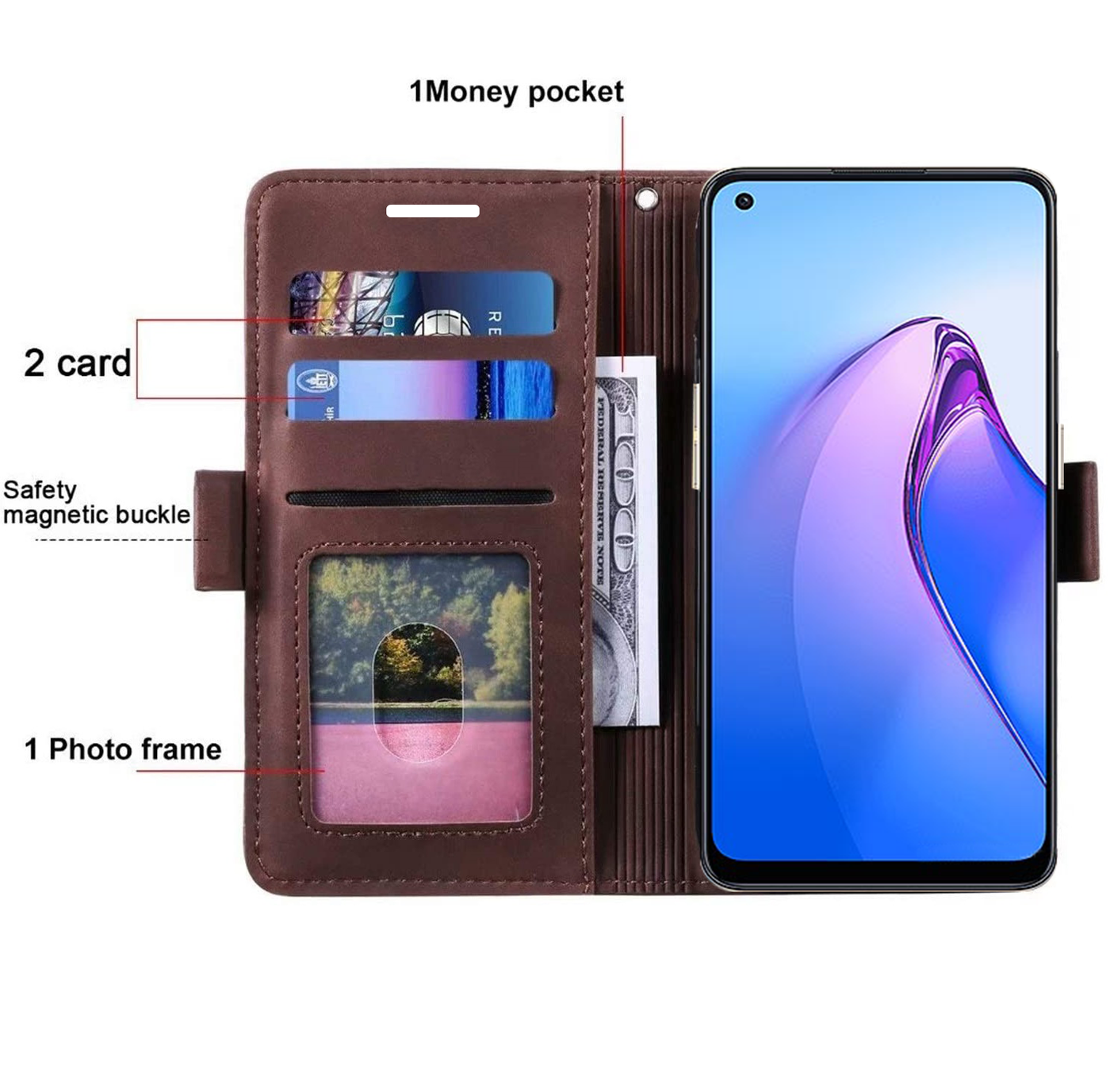 Excelsior Premium PU Leather Wallet flip Cover Case For Oppo Reno 8 5G