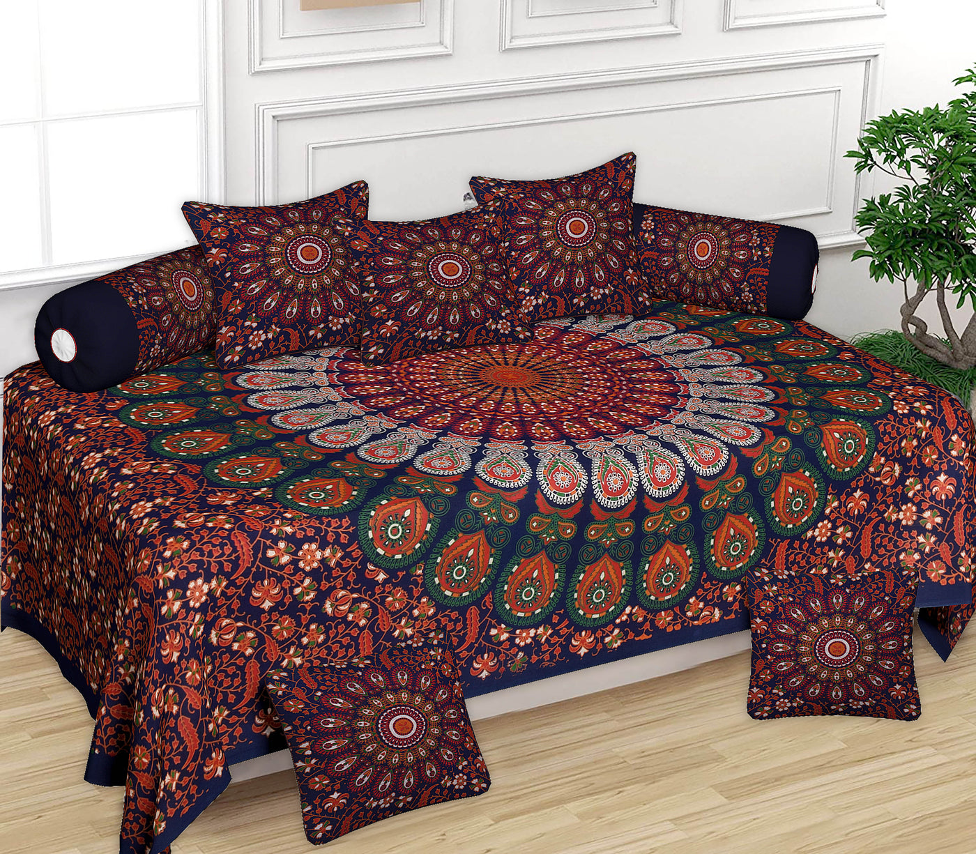 Braise Premium 100% Pure Cotton | 8 Pieces | Diwan Set Covers for Living Room (DBR01)